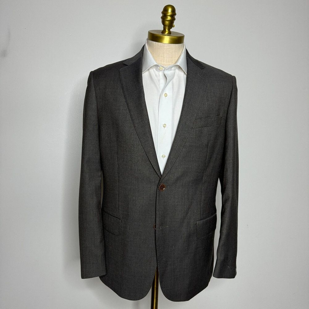 Hart Schaffner & Marx Sport Coat Blazer 42R‎ Mens Solid Brown Wool New York Fit